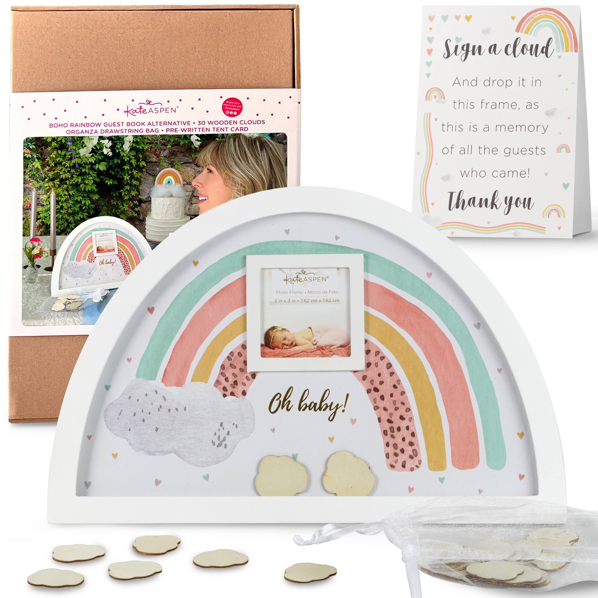 Kate Aspen® Boho Rainbow Frame Baby Shower Guest Book Alternative